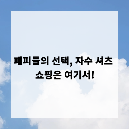 패피들의 선택, 자수 셔츠 쇼핑은 여기서!