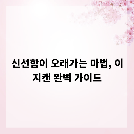 신선함이 오래가는 마법, 이지캔 완벽 가이드