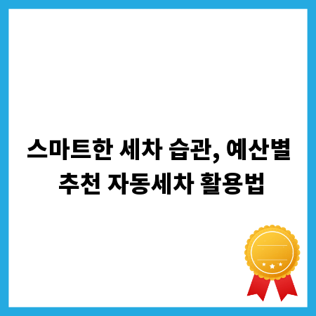 스마트한 세차 습관, 예산별 추천 자동세차 활용법
