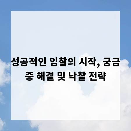 성공적인 입찰의 시작, 궁금증 해결 및 낙찰 전략