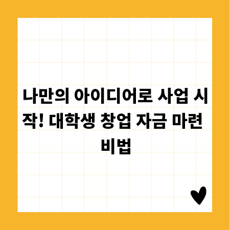 나만의 아이디어로 사업 시작! 대학생 창업 자금 마련 비법