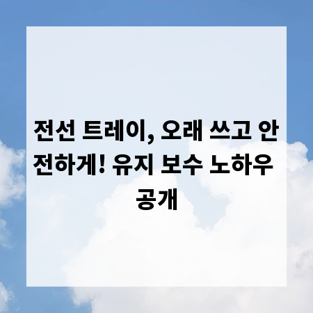 전선 트레이, 오래 쓰고 안전하게! 유지 보수 노하우 공개