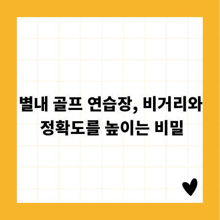 별내 골프 연습장, 비거리와 정확도를 높이는 비밀