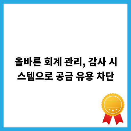 올바른 회계 관리, 감사 시스템으로 공금 유용 차단