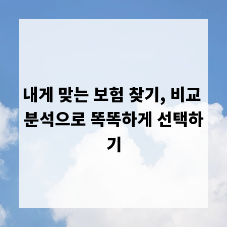 내게 맞는 보험 찾기, 비교 분석으로 똑똑하게 선택하기