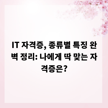 IT 자격증, 종류별 특징 완벽 정리: 나에게 딱 맞는 자격증은?