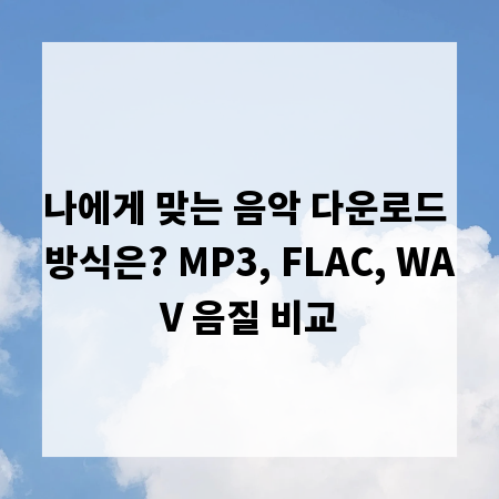 나에게 맞는 음악 다운로드 방식은? MP3, FLAC, WAV 음질 비교