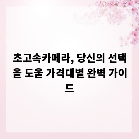 초고속카메라, 당신의 선택을 도울 가격대별 완벽 가이드