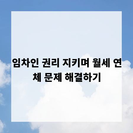임차인 권리 지키며 월세 연체 문제 해결하기