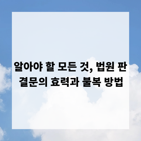 알아야 할 모든 것, 법원 판결문의 효력과 불복 방법