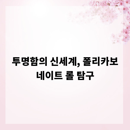 투명함의 신세계, 폴리카보네이트 롤 탐구