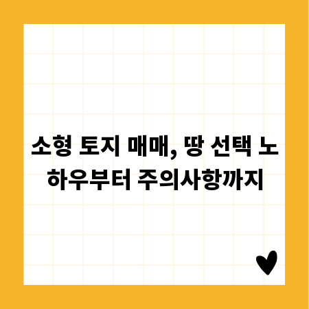 소형 토지 매매, 땅 선택 노하우부터 주의사항까지