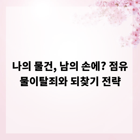 나의 물건, 남의 손에? 점유물이탈죄와 되찾기 전략