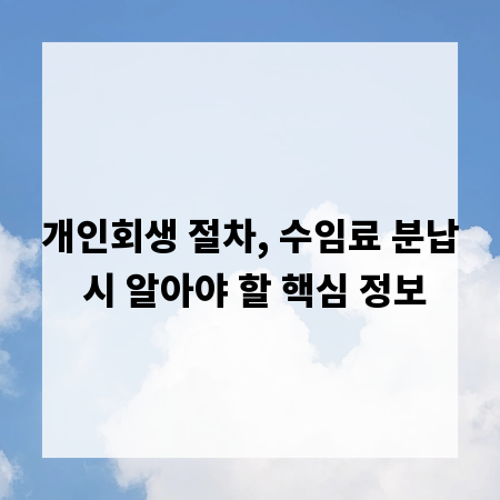개인회생 절차, 수임료 분납 시 알아야 할 핵심 정보