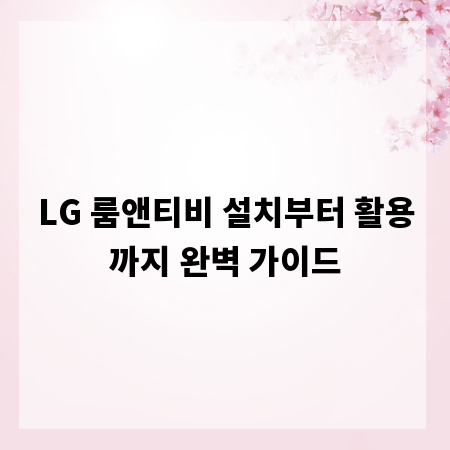 LG 룸앤티비 설치부터 활용까지 완벽 가이드