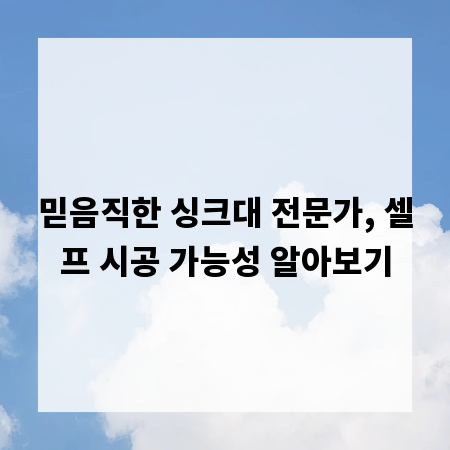믿음직한 싱크대 전문가, 셀프 시공 가능성 알아보기