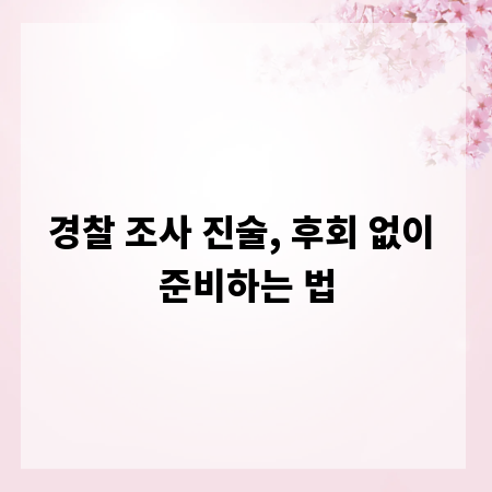 경찰 조사 진술, 후회 없이 준비하는 법