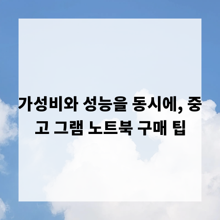가성비와 성능을 동시에, 중고 그램 노트북 구매 팁