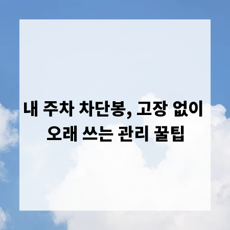 내 주차 차단봉, 고장 없이 오래 쓰는 관리 꿀팁