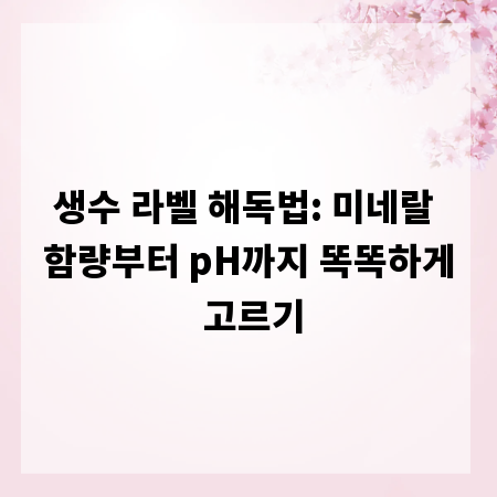 생수 라벨 해독법: 미네랄 함량부터 pH까지 똑똑하게 고르기