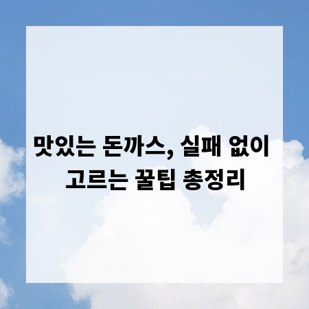 맛있는 돈까스, 실패 없이 고르는 꿀팁 총정리