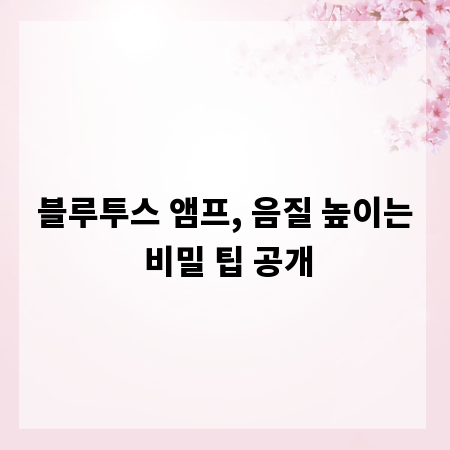 블루투스 앰프, 음질 높이는 비밀 팁 공개