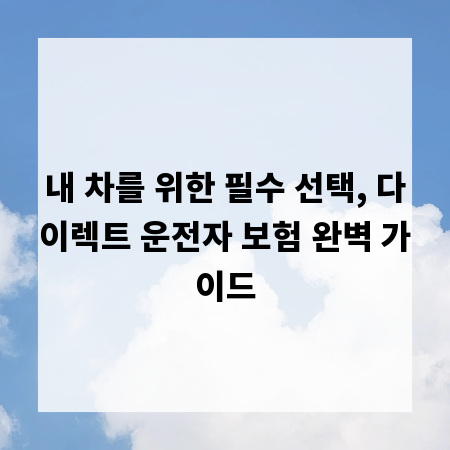 내 차를 위한 필수 선택, 다이렉트 운전자 보험 완벽 가이드