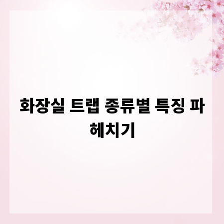 화장실 트랩 종류별 특징 파헤치기