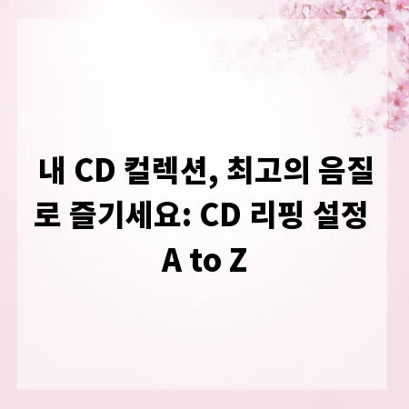 내 CD 컬렉션, 최고의 음질로 즐기세요: CD 리핑 설정 A to Z
