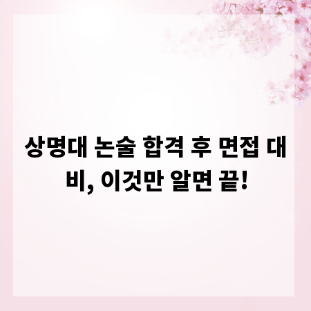 상명대 논술 합격 후 면접 대비, 이것만 알면 끝!