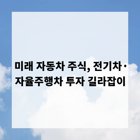 미래 자동차 주식, 전기차&middot;자율주행차 투자 길라잡이