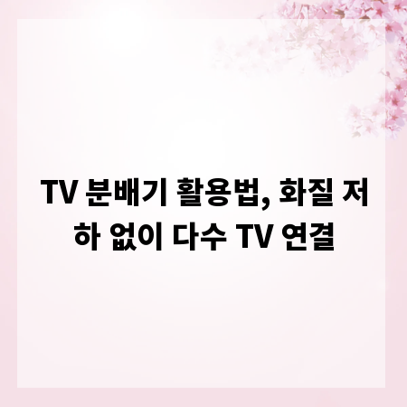 TV 분배기 활용법, 화질 저하 없이 다수 TV 연결
