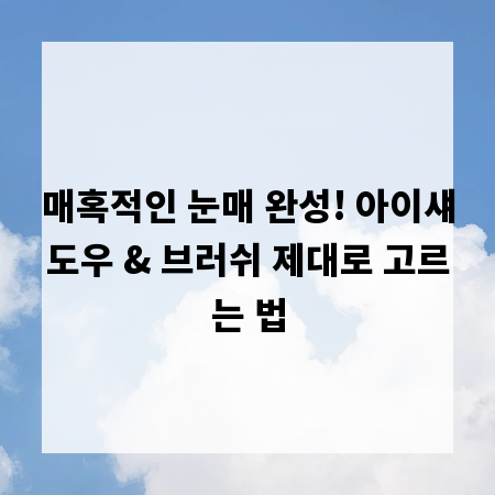 매혹적인 눈매 완성! 아이섀도우 & 브러쉬 제대로 고르는 법