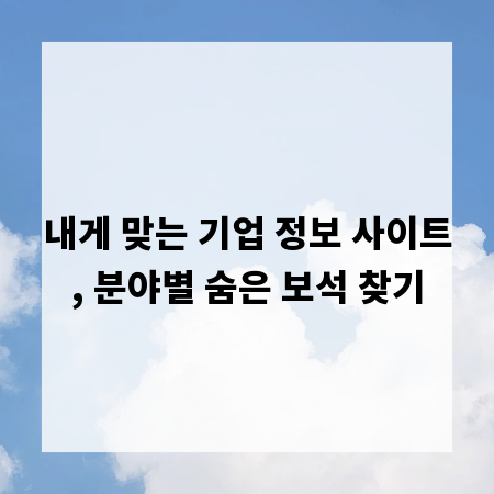 내게 맞는 기업 정보 사이트, 분야별 숨은 보석 찾기