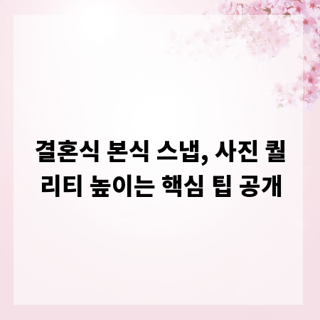 결혼식 본식 스냅, 사진 퀄리티 높이는 핵심 팁 공개