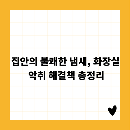 집안의 불쾌한 냄새, 화장실 악취 해결책 총정리