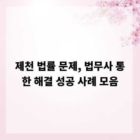제천 법률 문제, 법무사 통한 해결 성공 사례 모음