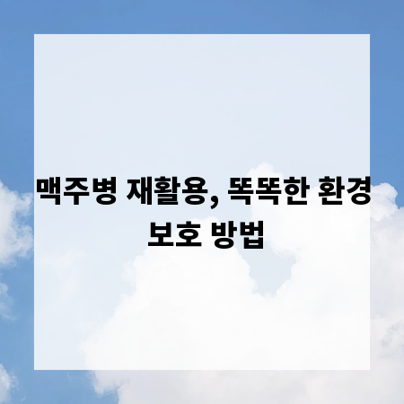 맥주병 재활용, 똑똑한 환경 보호 방법