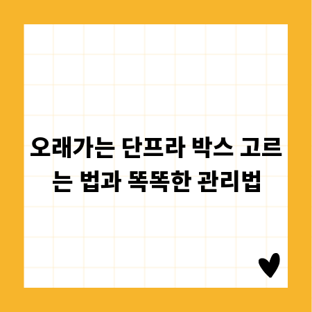 오래가는 단프라 박스 고르는 법과 똑똑한 관리법