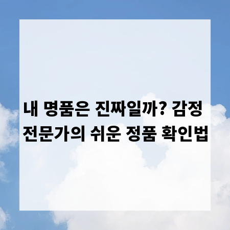 내 명품은 진짜일까? 감정 전문가의 쉬운 정품 확인법
