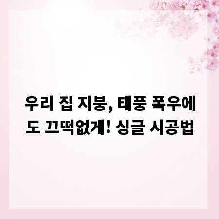 우리 집 지붕, 태풍 폭우에도 끄떡없게! 싱글 시공법