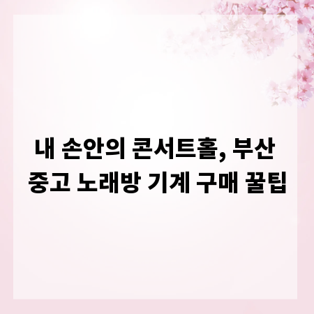 내 손안의 콘서트홀, 부산 중고 노래방 기계 구매 꿀팁