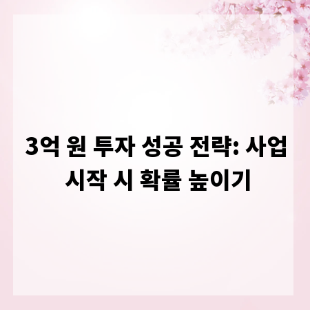 3억 원 투자 성공 전략: 사업 시작 시 확률 높이기