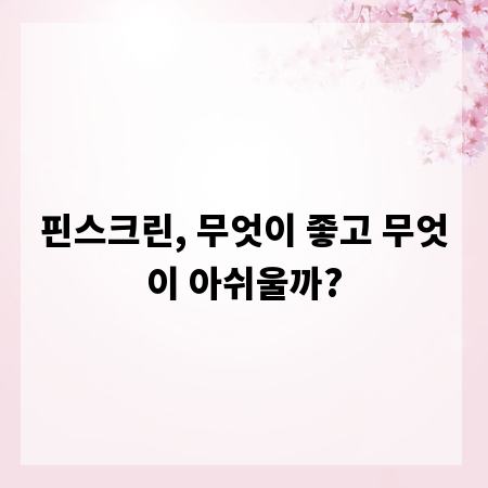핀스크린, 무엇이 좋고 무엇이 아쉬울까?