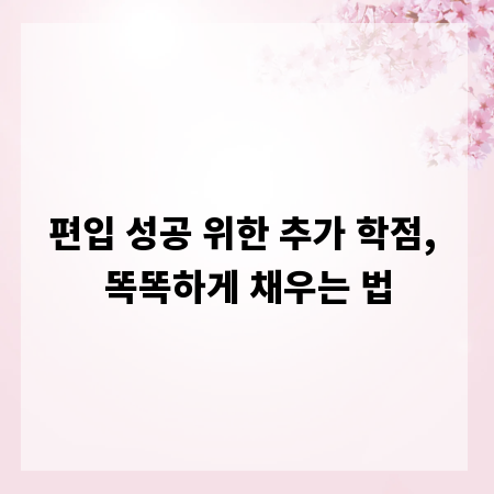 편입 성공 위한 추가 학점, 똑똑하게 채우는 법