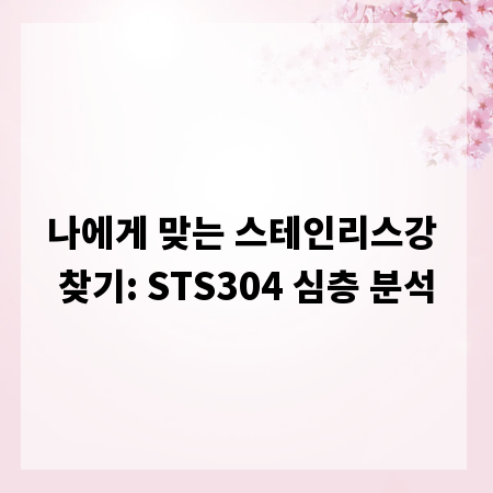 나에게 맞는 스테인리스강 찾기: STS304 심층 분석
