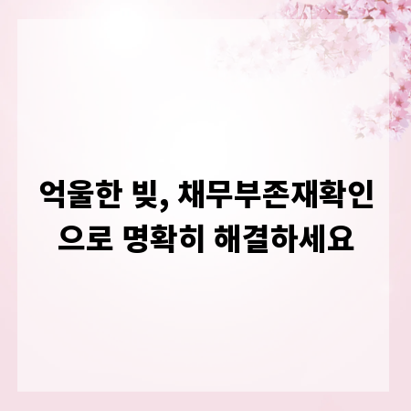 억울한 빚, 채무부존재확인으로 명확히 해결하세요