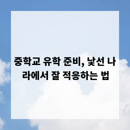 중학교 유학 준비, 낯선 나라에서 잘 적응하는 법