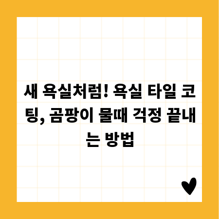 새 욕실처럼! 욕실 타일 코팅, 곰팡이 물때 걱정 끝내는 방법