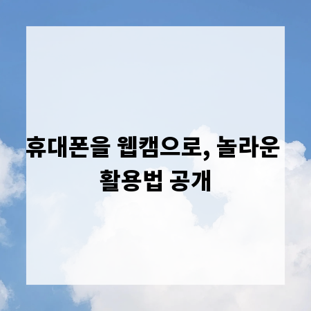 휴대폰을 웹캠으로, 놀라운 활용법 공개